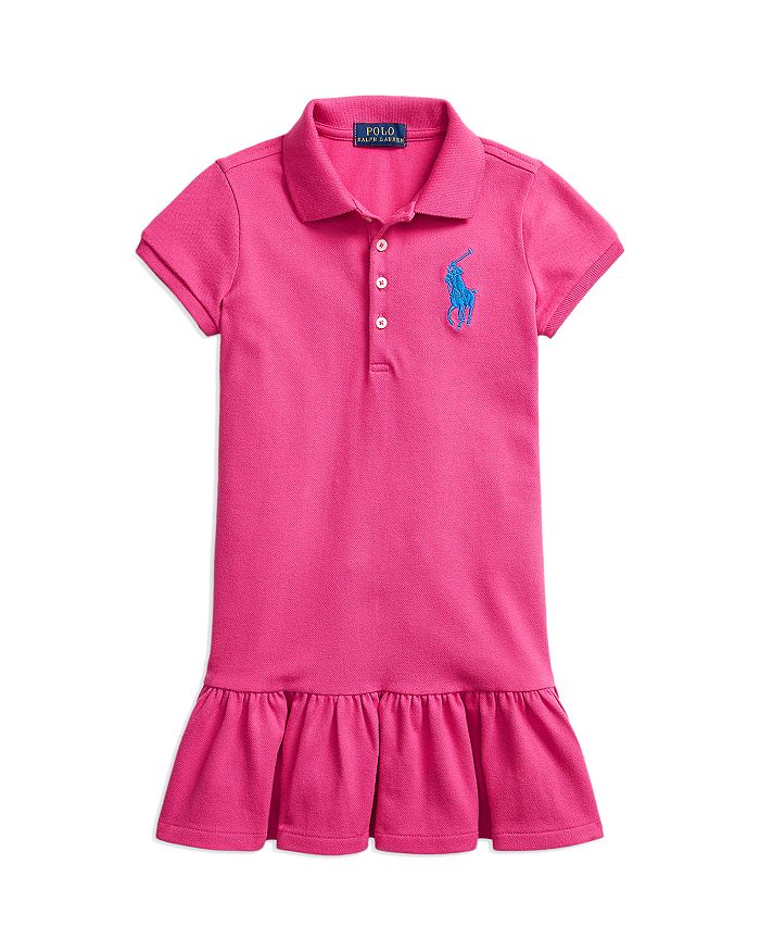 Ralph Lauren Girls' Mesh Ruffle Polo Dress - Little Kid | Bloomingdale's