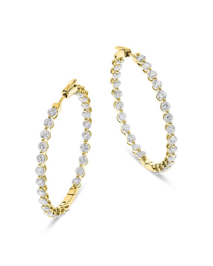 Bloomingdale s Diamond Inside Out Hoop Earrings in 14K Yellow Gold