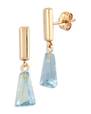 Bloomingdale's Fine Collection - Blue Topaz Drop Earrings in 14K Yellow Gold