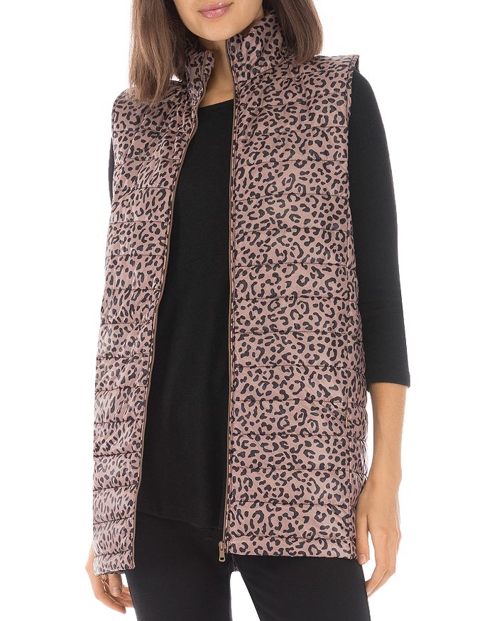 B Collection By Bobeau Long Puffer Vest In Taupe Animal Modesens