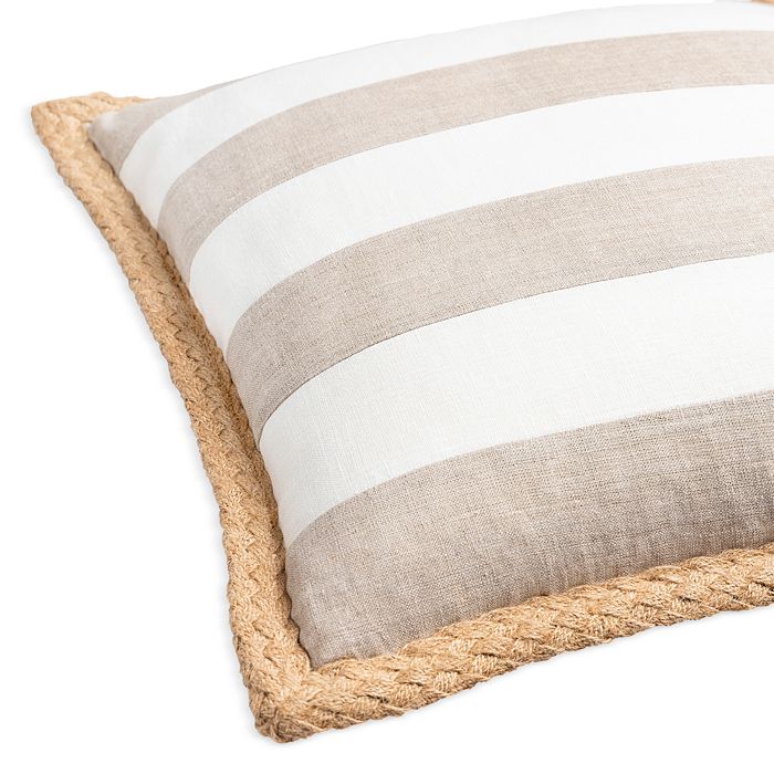 Shop Surya Warrick Striped Linen Decorative Pillow, 18 X 18 In Ivory