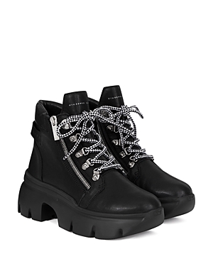 Giuseppe Zanotti Women's Apocalypse 20 Lug Sole Double Zip Platform Hiking Boots In Nero
