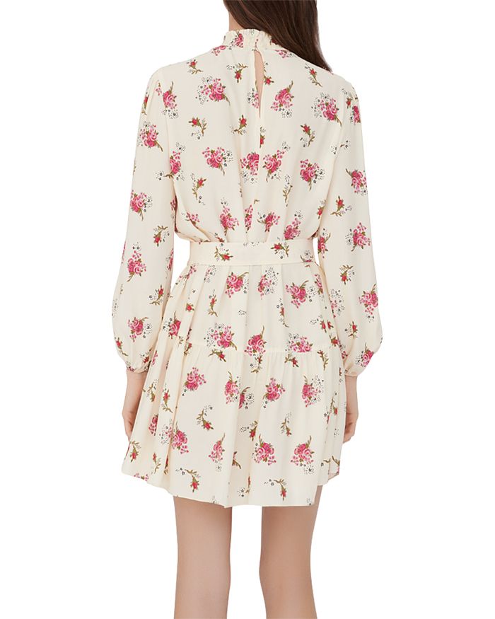 Maje Womens Grunge Flowers White Pin Risoula Floral-print Woven Mini Dress 8 In Multicolor
