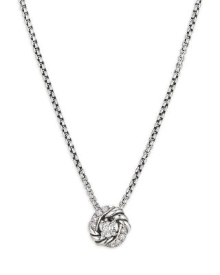 David Yurman Sterling Silver Petite Infinity Pendant Necklace with Diamonds, 17