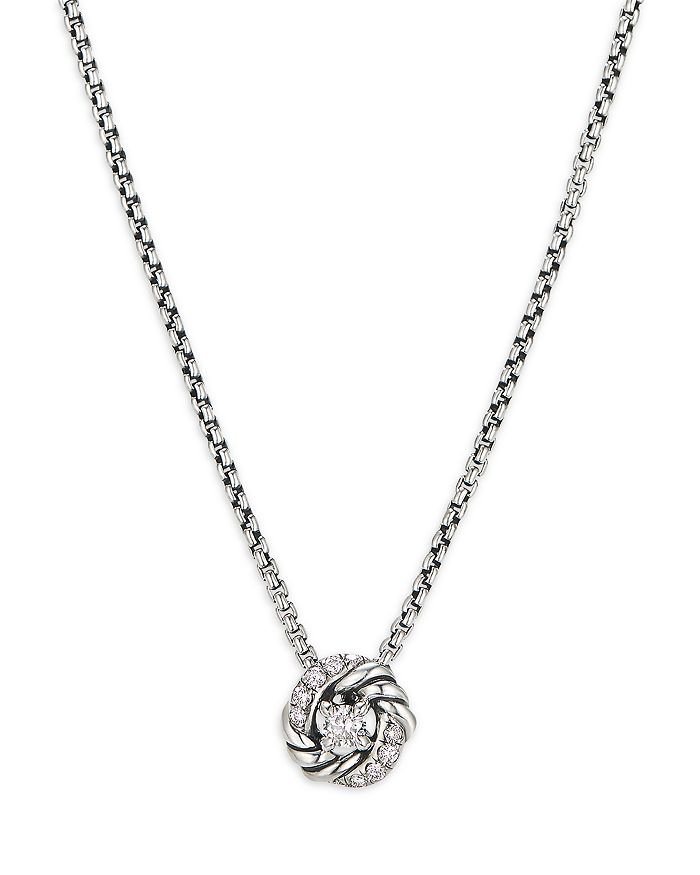David Yurman - Sterling Silver Petite Infinity Pendant Necklace with Diamonds, 17"