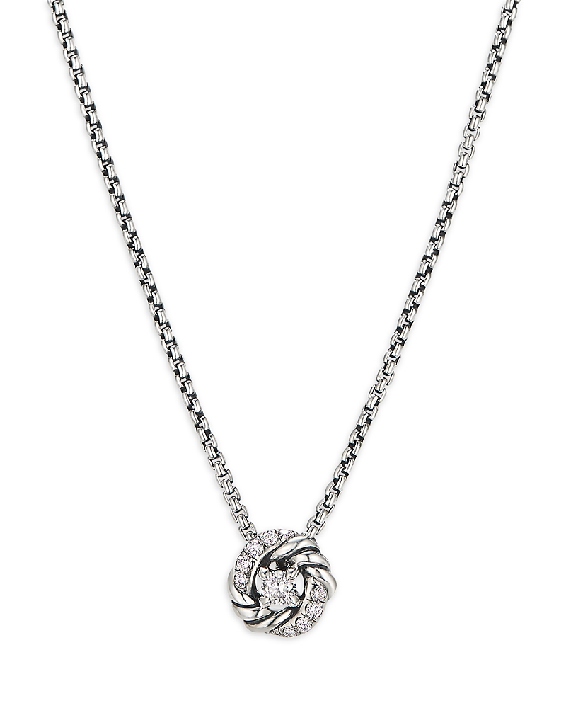 David Yurman Sterling Silver Petite Infinity Pendant Necklace with Diamonds, 17