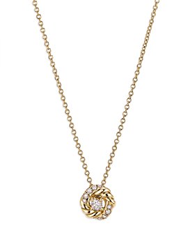 David Yurman - 18K Yellow Gold Petite Infinity Pendant Necklace with Diamonds, 17"