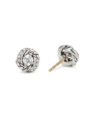 Sterling Silver Petite Infinity Stud Earrings with Diamonds