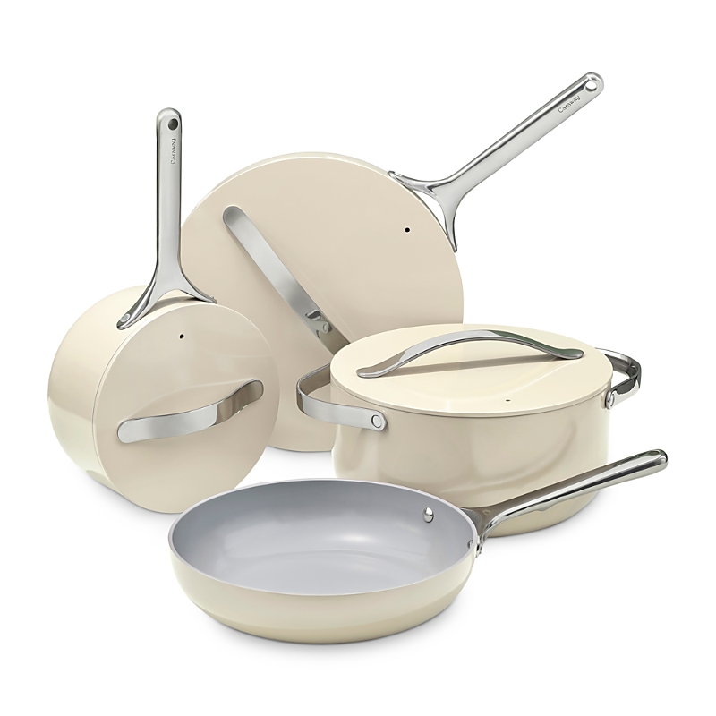 Caraway Non-toxic Ceramic Non-stick Cookware 7-piece Set In Cream