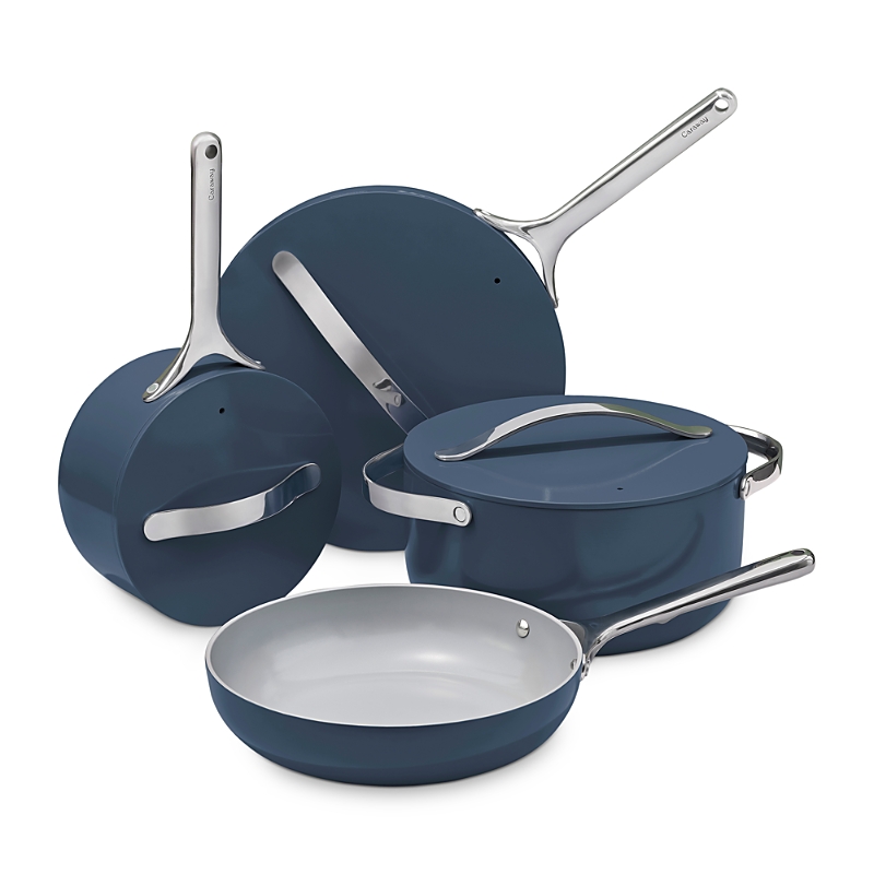 Caraway Non-toxic Ceramic Non-stick 7-piece Cookware Set With Lid Storage In Navy