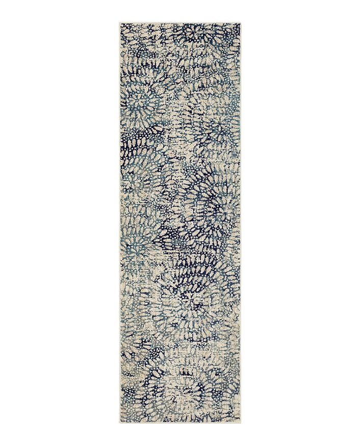 Karastan Expressions Imprinted Blooms By Scott Living Runner Area Rug, 2'4 X 7'10 In Aqua