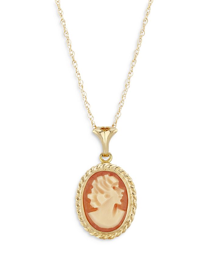 Bloomingdale's Cameo Pendant Necklace In 14k Yellow Gold, 18 - 100% Exclusive In Orange