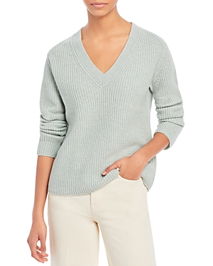 Vince V-neck Shaker Knit Cashmere Sweater In H Pale Sag