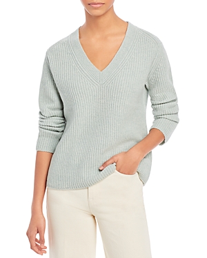 VINCE SHAKER RIB V NECK CASHMERE SWEATER,V695378516