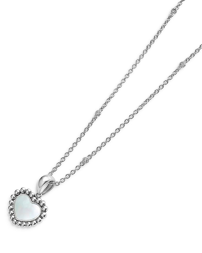 Shop Lagos Sterling Silver Maya Mother Of Pearl Inlay Heart Pendant Necklace, 16-18 In White