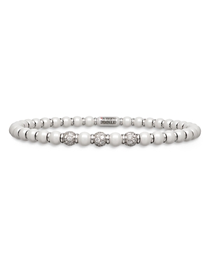Roberto Demeglio 18k White Gold & Ceramic Stretch Bracelet With Diamonds In White