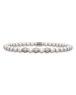 ROBERTO DEMEGLIO 18K WHITE GOLD & CERAMIC STRETCH BRACELET WITH DIAMONDS,9S4PB3DB