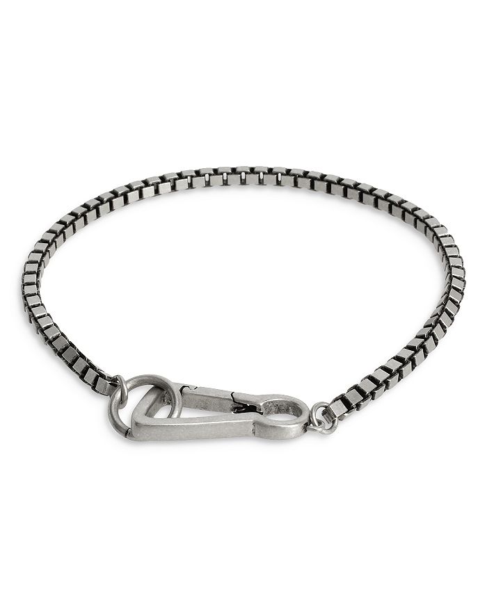 Allsaints Sterling Silver Box Chain Bracelet In Warm Silver