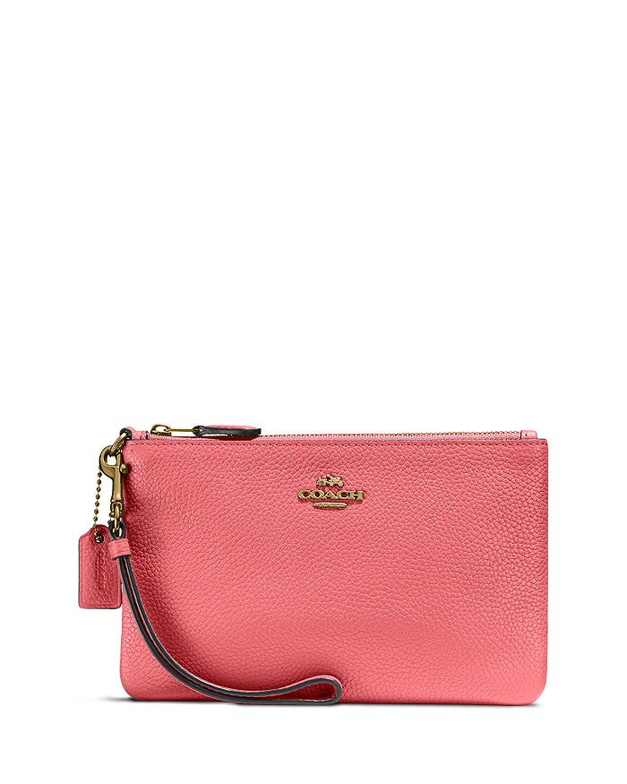 COACH Polished Pebble Leather Small Wristlet | Bloomingdale's