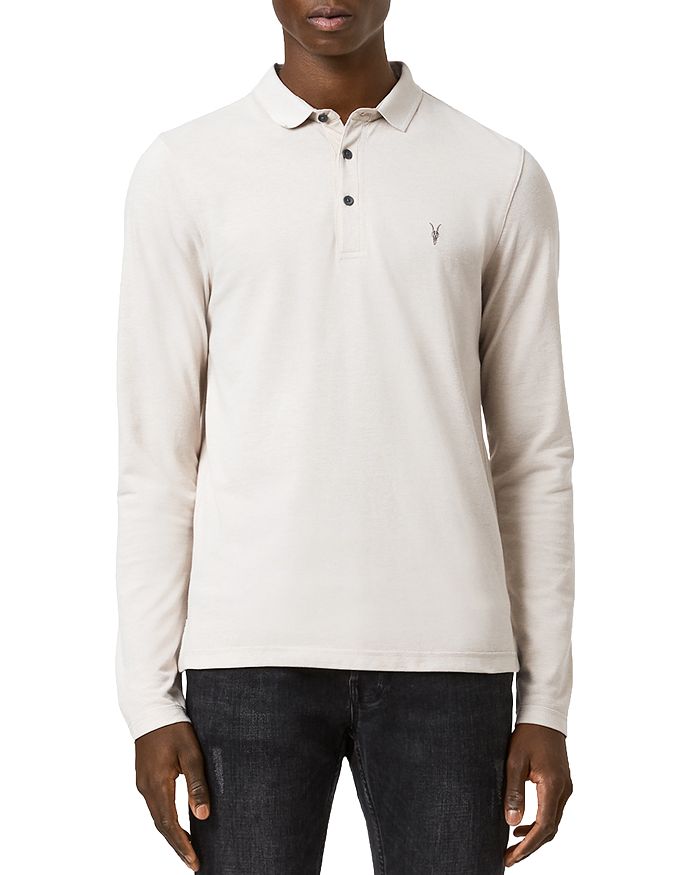 Allsaints Reform Slim Fit Long Sleeve Polo Shirt In Cloud Taupe