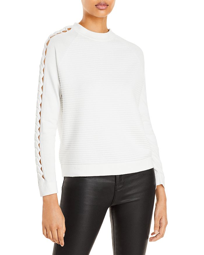 Shop Armani Collezioni Emporio Armani Cutout Trim Sweater In Off White