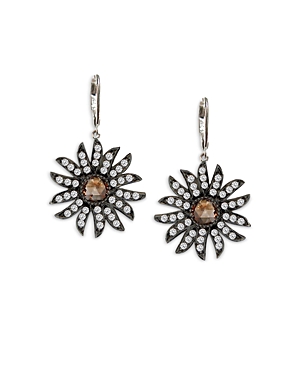 Click to view more detailed imagery on our partner's website Amrapali Jewels 18k White Gold Champagne & White Diamond Flower Drop Earrings In Orange/gold