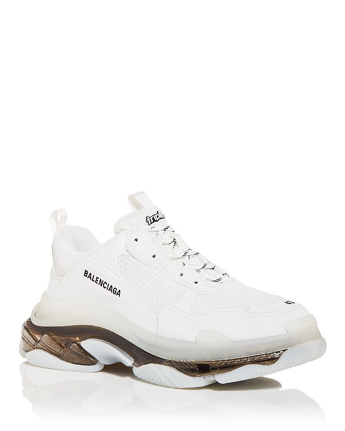 BALENCIAGA MEN'S TRIPLE S CLEAR SOLE LOW TOP trainers,541624W2FR2