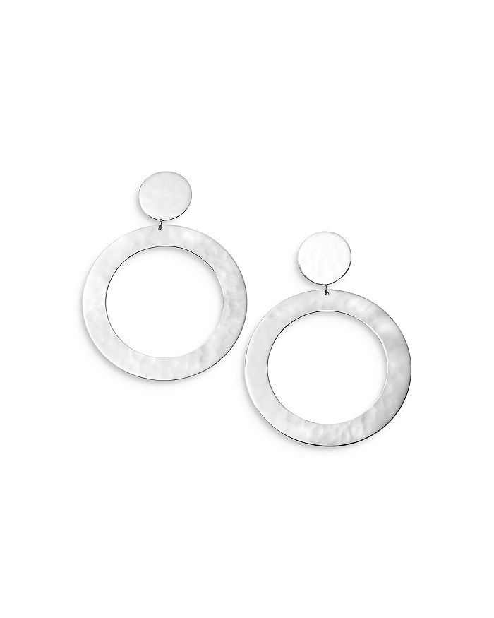 IPPOLITA STERLING SILVER CLASSICO CRINGLE HAMMERED DISC CIRCLE DROP EARRINGS,SE2459