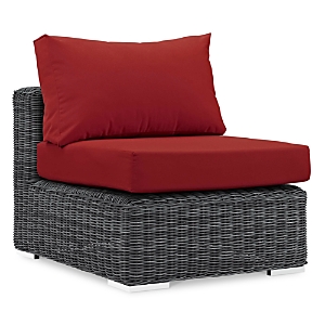 Modway Summon Outdoor Patio Sunbrella Wicker Armless Chair In Canvas Red