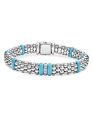 Shop Lagos Blue Caviar & Diamond Sterling Silver Bracelet, 7.5 In Silver/blue