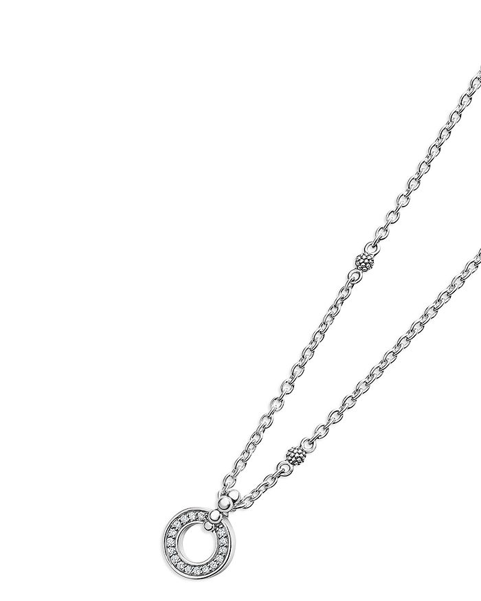 Shop Lagos Sterling Silver Caviar Spark Diamond Pendant Necklace, 18