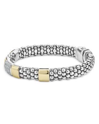 Sterling Silver & 18K Gold High Bar Diamond Bracelet, 8 - Exclusive
