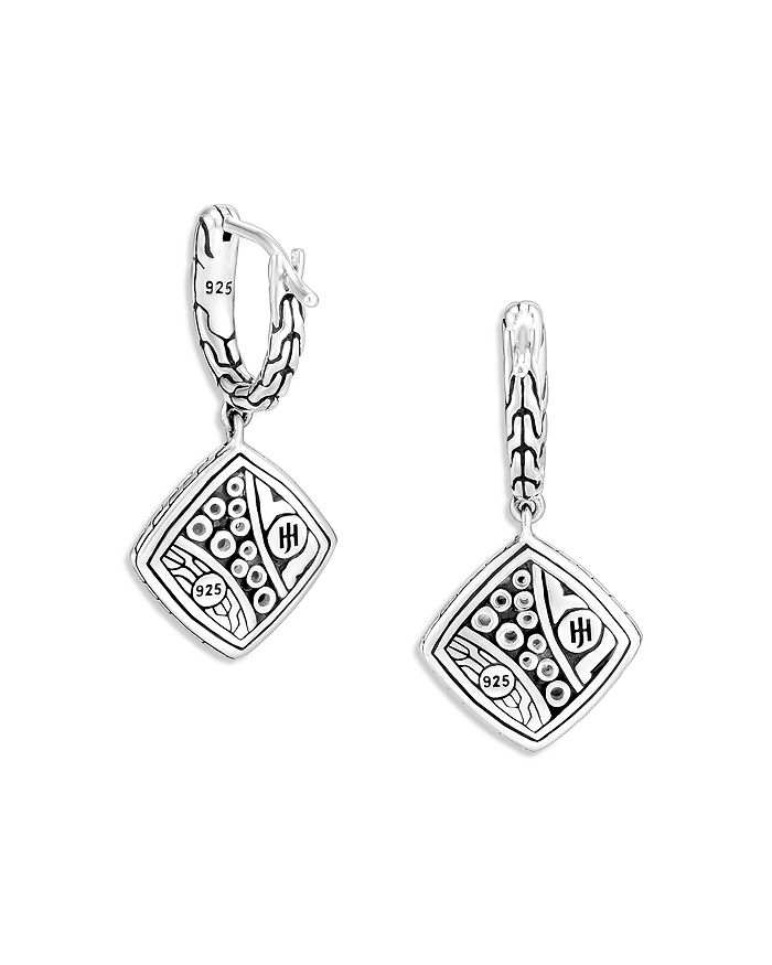 Shop John Hardy Sterling Silver, Black Sapphire And Black Spinel Classic Chain Square Drop Earrings In Black/silver
