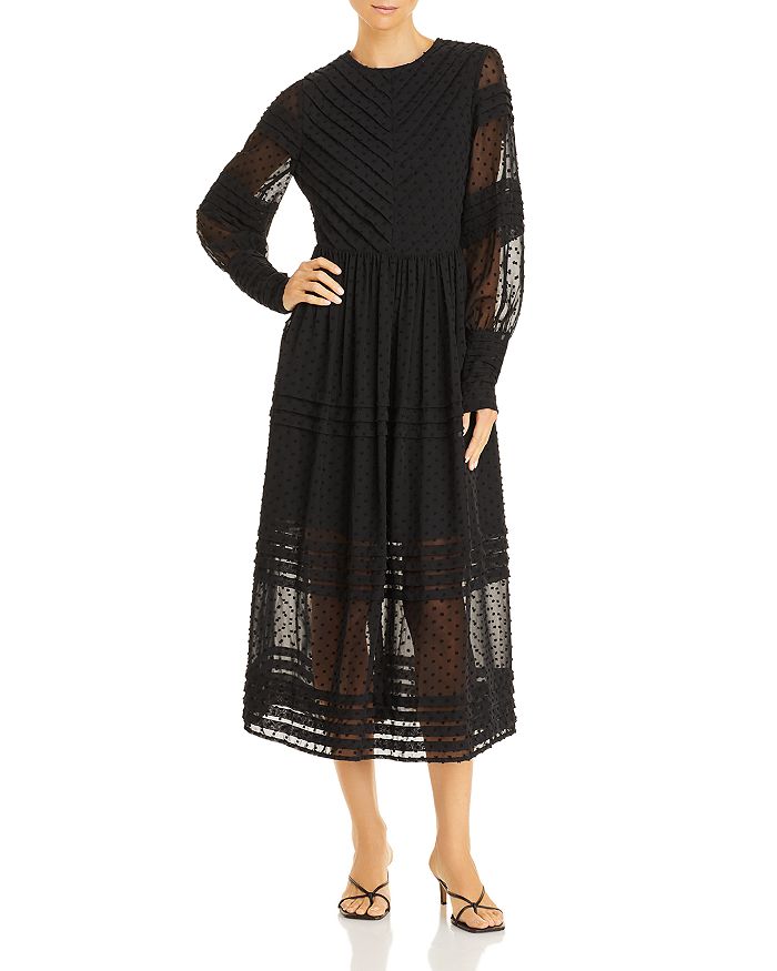 AQUA Clip Dot Long Sleeve Midi Dress - 100% Exclusive | Bloomingdale's