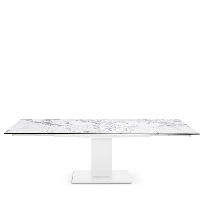 Shop Calligaris Echo Extendable Dining Table In Matte Optic White/white Marble
