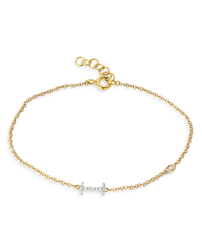 Zoe Lev 14k Yellow Gold Diamond Initial & Bezel Bracelet In I/gold