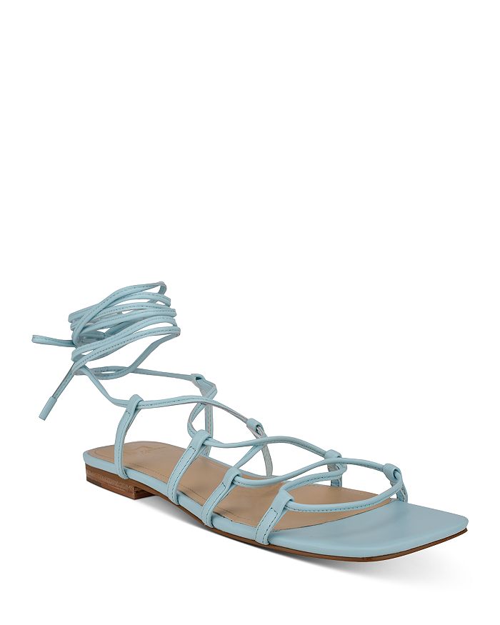 Marc Fisher Ltd Women's Mahalia Ghillie Lace Ankle Tie Sandals In Light Blue Leather