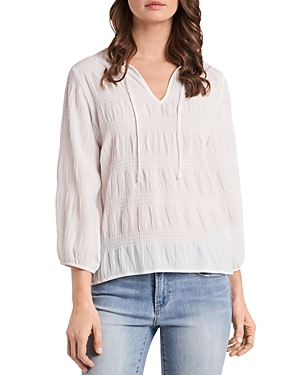 Shop Vince Camuto Smocked Textured Blouse In New Ivory