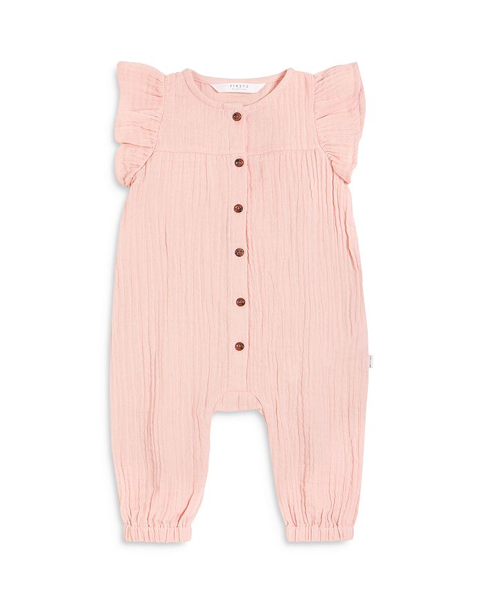 Petit Lem Firsts By  Girls' Flutter Sleeve Coverall - Baby In Light Pink
