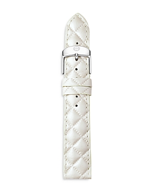 Michele Quilted Leather Watch Strap, 16-18mm In Pearl