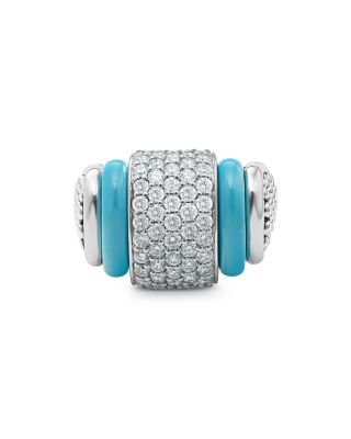 Blue Caviar & Diamond Sterling Silver Statement Ring  