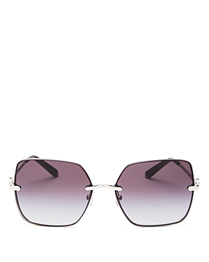 Shop Tory Burch Square Sunglasses, 58mm In Silver/light Grey Gradient