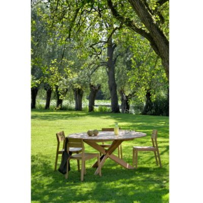 Teak Circle Outdoor Dining Table, Large - 64&amp;quot;