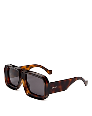Shop Loewe Paula's Ibiza Geometric Sunglasses, 56mm In Havana/gray Solid