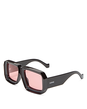 Shop Loewe Paula's Ibiza Geometric Sunglasses, 56mm In Black/pink Solid