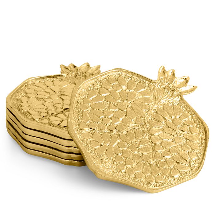 Shop Michael Aram Pomegranate Coasters, Set Of 6 In Gold