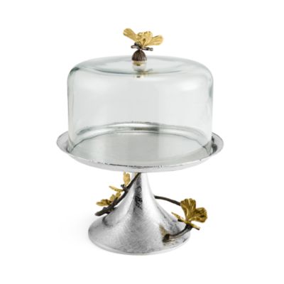 Butterfly Ginkgo Pastry Dish with Dome 