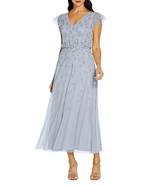 Adrianna Papell Beaded Cocktail Dress - 100% Exclusive In Blue Heather