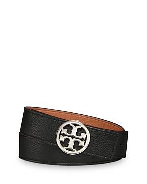 Shop Tory Burch Reversible Logo Belt In Black/new Cuoio