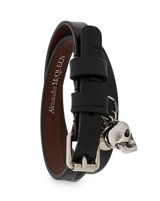 Alexander McQUEEN Croc Embossed Leather Double Wrap Skull 